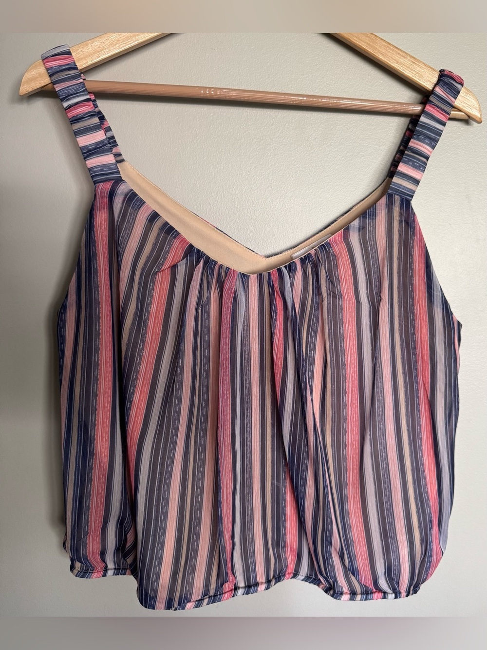 Nine Britton Striped Sleeveless Blouse Tank Top Medium Boho Lined